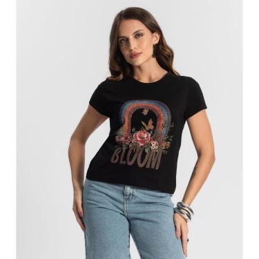 Imagem de Blusa Baby Look Feminina Estampada Select Preto-Feminino