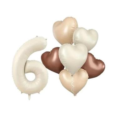 Imagem de Balões Românticos Brancos Em Formato De Coração, Conjunto De 7 Peças D