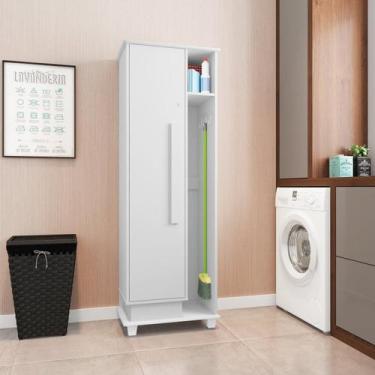 Imagem de Armário Multiuso 2 Portas com Chave e 4 Prateleiras com Nicho e Suport