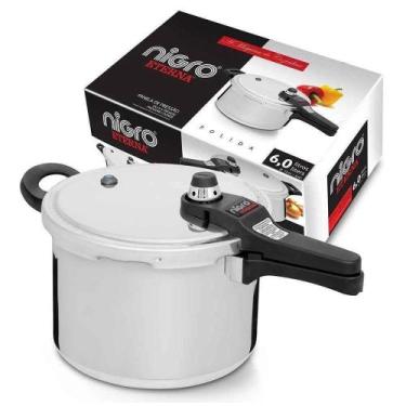 Imagem de Panela de Pressão Eterna Alumínio Polida 6 Litros - Nigro, 6L, Prata