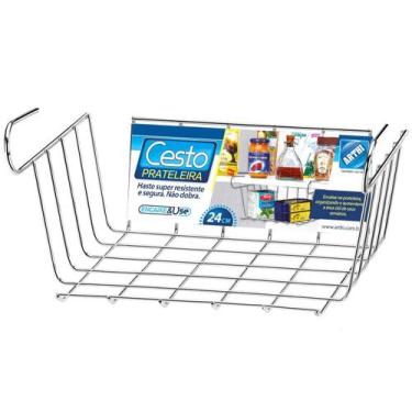 Imagem de Cesto Prateleira 24cm Aramado Armário Organizador Aço Cromado - ARTHI