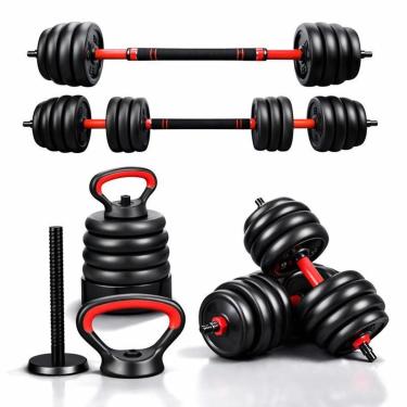 Imagem de Kit Halteres 6 em 1 Peso Musculação até 15kg Ahead Sports Ajustável Preto-Unissex