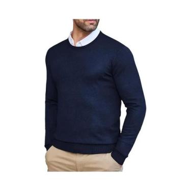 Imagem de Suéter Masculino Slim Fit Leve Com Gola Redonda, Moda Casual De Outono