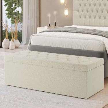 Imagem de Calçadeira Baú Sagitarius em Bouclê para Cama Box Casal Queen 160cm