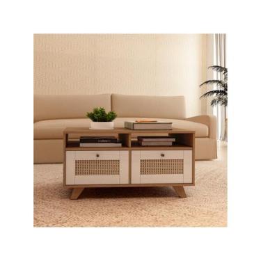 Imagem de Mesa de Centro Decor 2 Gavetas Cinamomo/Off White - Artely Móveis, Cin