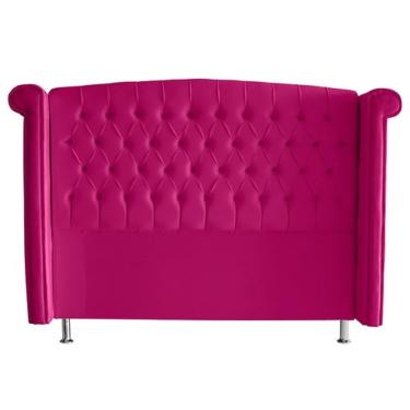 Imagem de Cabeceira Estofada Toquio King 195 Cm Suede Capitonê Rosa Pink 195x133x26 Cm Do Lar Móv...