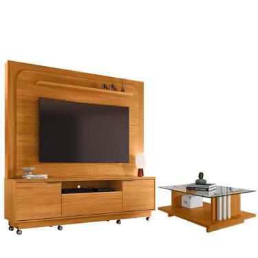 Imagem de Estante Home Theater Nilo Com Rodízios Cinamomo Com Mesa De Centro Frizz Cinamomo Off W...