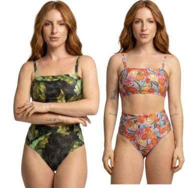 Imagem de KIT 2 Biquíni Cropped Hot Pants Top Faixa Estampado Bella Fiore Cintur