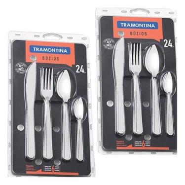 Imagem de Faqueiro Tramontina 2 Unidades De 24 Peças Búzios Com Láminas E Cabos 