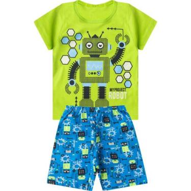 Imagem de Pijama Infantil Masculino Brilha No Escuro Select Verde, 6, Verde