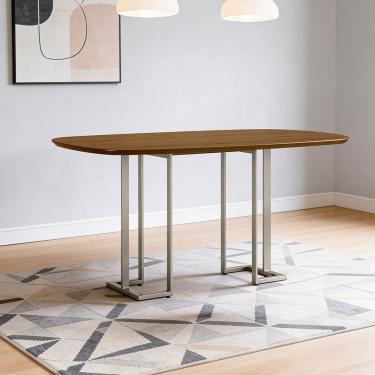 Imagem de Mesa de Jantar 6 Lugares Retangular Orgânico 180cm Pés Industrial Alina N01 Cinamomo Ch...