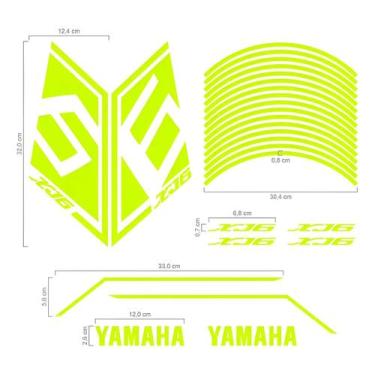 Imagem de Kit Adesivo Roda e Laterais XJ6 SP Amarelo Fluor - SPTS