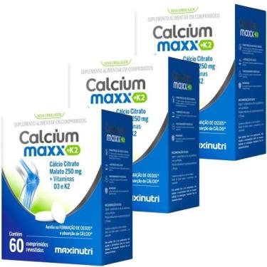 Imagem de KIT 3X CALCIUM MAXX K2 ( Cálcio Citrato Malato + Vitaminas D3 e K2) 60