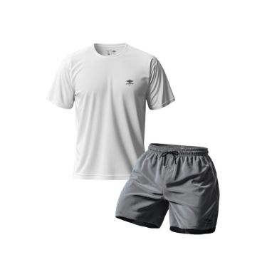 Imagem de Conjunto Camiseta Dry Masculina Raglan E Short Mauricinho Academia Verão Praia Básico-M...