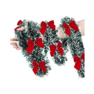 Imagem de Guirlanda De Natal Artificial Com Laço Para Decoração De Árvore E Enfe