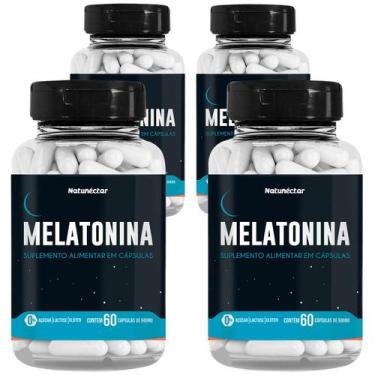 Imagem de Kit 4 Potes Melatonina natural pura vitamina 240 Capsulas 500mg sem sa