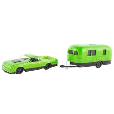 Imagem de Miniatura Carro Chevrolet El Camino + Camper Trailer 1/64 Verde Maisto