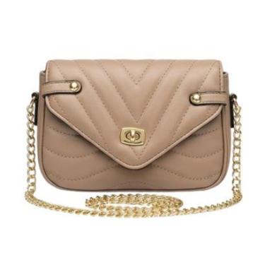 Imagem de Bolsa Feminina Couro Transversal Média Alça Corrente Luxo Elegante-Feminino