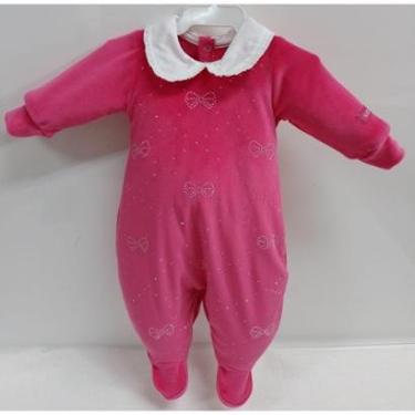 Imagem de Macacão Luxo Bebê Menina Plush Strass Inverno LessaKids 9210-Feminino