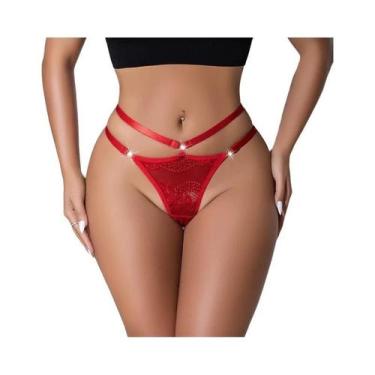 Imagem de Tanga Sexy Vermelha De Cintura Baixa Para Mulheres, Lingerie Respiráve