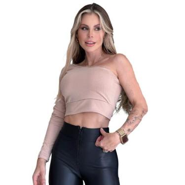 Imagem de Cropped Mula Manca Manga Longa Com Bojo Top Feminina - Look Dreams, M 