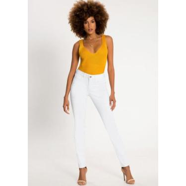Imagem de Calça branca jeans feminina skinny sempre branco lunender 67317, 42