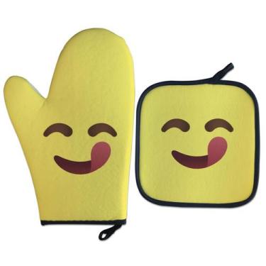 Imagem de Luva Térmica Para forno Emoji Delícia Presente Criativo Geek - Geek Vi