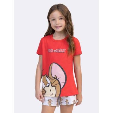 Imagem de Pijama Manga Curta Infantil Jerry Mood, Vermelho, 6, Meninas