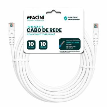 Imagem de Cabo de Rede eFacini Branco CAT6 100 Cobre, Anatel 10 Metros