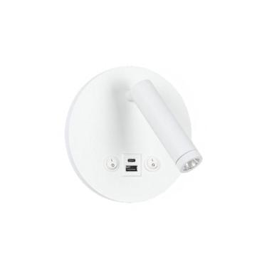 Imagem de Arandela LED Dalo com USB e USB C Luz Amarela 3000K Redonda Branco Astraled