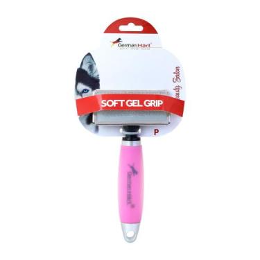 Imagem de Rasqueadeira German Hart cabo em Gel Rosa Pequena p/ cães