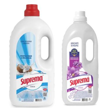 Imagem de Kit Lava Roupas Sabão Liquido Coco 3 Litros Amaciante Suprema 2 Litros