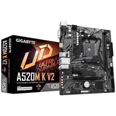 Imagem de Placa Mãe Gigabyte A520M-K V2, Socket AMD AM4, DDR4, Slot M.2 NVMe, Mi