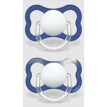 Imagem de Kit 2 Chupetas Silicone 6m+ Bico Fino Azul e Creme - Congratulations S