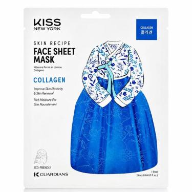 Imagem de Máscara Facial Coreana Kiss Ny Face Sheet Mask Collagen Colágeno Kkf02