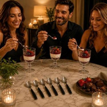 Imagem de Conjunto 6 Colheres Kit Servir Sobremesa Sorvete Casa Talheres Cozinha