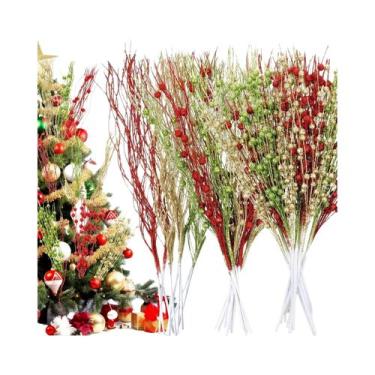 Imagem de Buquê De Frutas Artificiais Com Glitter Para Decoração De Árvore De Na