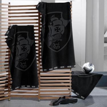 Imagem de Toalha Vasco Buettner Jacquard Relevo Oficial Preto 1,40x70cm Algodão 