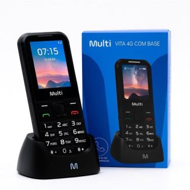 Imagem de Celular Para Idoso Multilaser Vita 4G com Base Carregadora e Teclas Gr