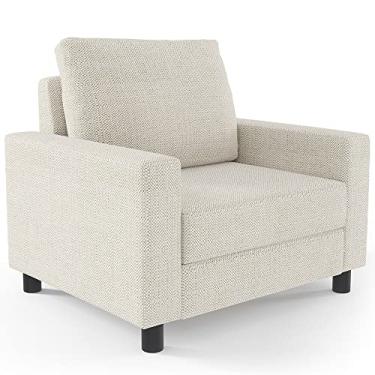 Imagem de Poltrona Decorativa Para Sala De Estar E Recepção Malta L02 Linho Champanhe - Lyam Decor