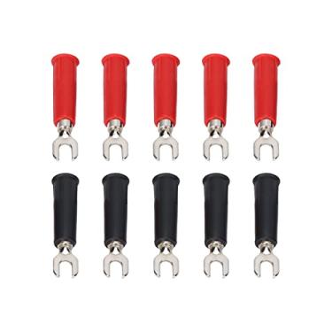Imagem de Terminais de crimpagem elétricos tipo U/Y de 10 peças, adaptador de plugue banana isolado conector de fio forquilha conversão U plug in banana jack adaptador acessórios para multímetro Banana Plug
