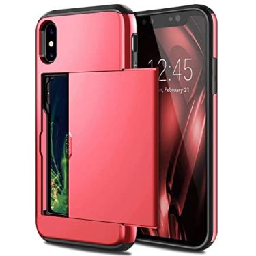 Imagem de Capa de telefone porta-cartão de moda flip para iphone x xs max xr 7 8 plus 6 6 s para samsung s9 s8 plus s7 s6 nota 9, vermelho, para galaxy s9