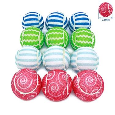 Imagem de Mondon Bolas de tênis para cães de estimação de 6,6 cm de qualidade para cães grandes, médios e pequenos, pacote com 12 bolas para treinamento, brincar, exercícios e buscar - borracha natural e não tóxica | Durável e segura