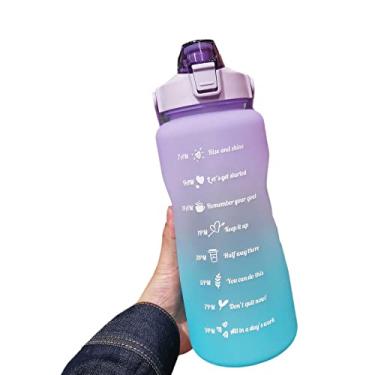Imagem de fengny Garrafa de água 2L com marcador e canudo Garrafa de água de grande capacidade com alça Jarro de água à prova de vazamento reutilizável para caminhadas viagens esportes ao ar livre academia fitn