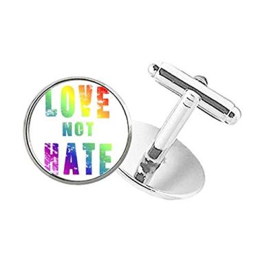 Imagem de DIYthinker Abotoaduras com clipe de punho redondo LGBT bandeira de lésbica gay arco-íris