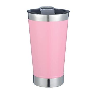 Imagem de Turugi Copo isolado a vácuo de parede dupla de aço inoxidável 482 g com abridor de cerveja, caneca térmica para viagem mantém a bebida fria e quente (rosa)