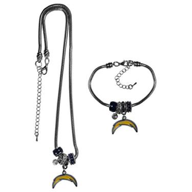 Imagem de Conjunto de colar e pulseira NFL Siskiyou Sports Los Angeles Chargers Euro Bead colar e pulseira tamanho único