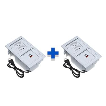 Imagem de Kit 2 Caixas De Tomadas 4 Blocos Com 2 Tomadas 20A 2USB 3.5A COR:BRANCO