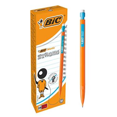 Imagem de BIC Lápis mecânico e borracha Matic HB, cores sortidas com ponta fina (0,9 mm), pacote com 12, amarelo, laranja, branco, rosa