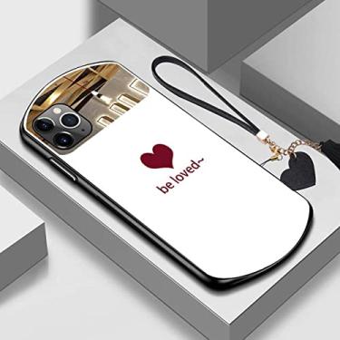 Imagem de Capa de telefone de vidro temperado oval bonito em forma de coração para iPhone 13 12 11 Pro Max XSmax XR X SE 8 7 Plus Espelho Capa Corda, Branco2, Para iPhone 6S